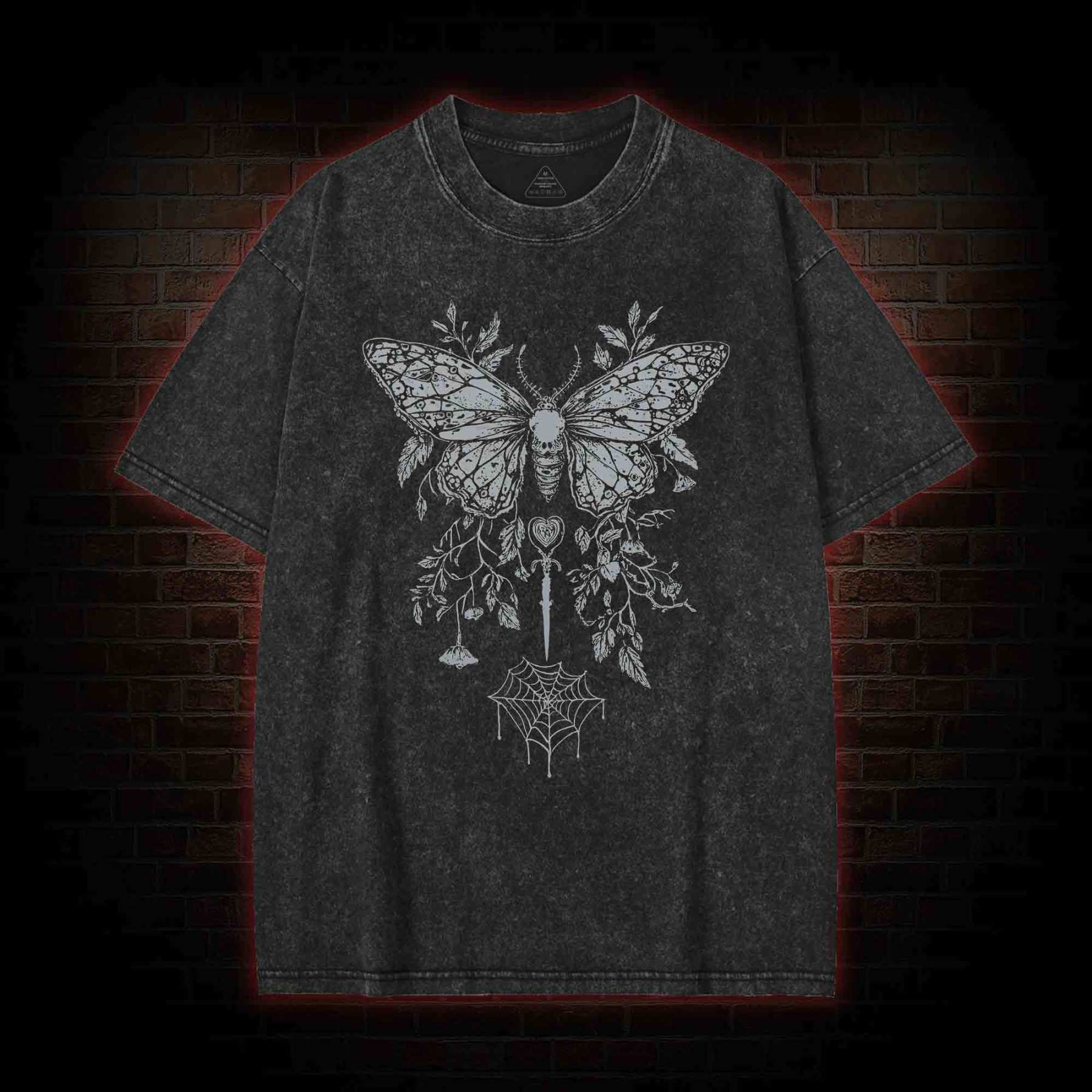 Goth Butterfly Washed T-shirt