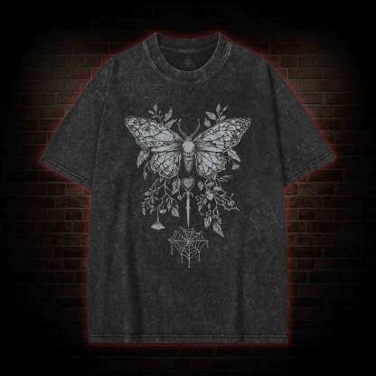 Goth Butterfly Washed T-shirt