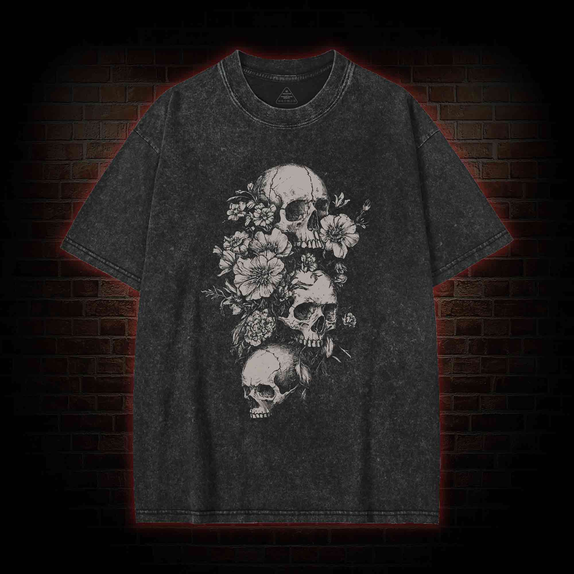 Floral Skull Gothic Washed T-shirt