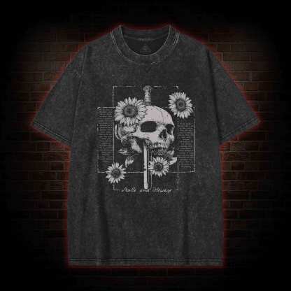 Skull and Sunflower Washed T-shirt