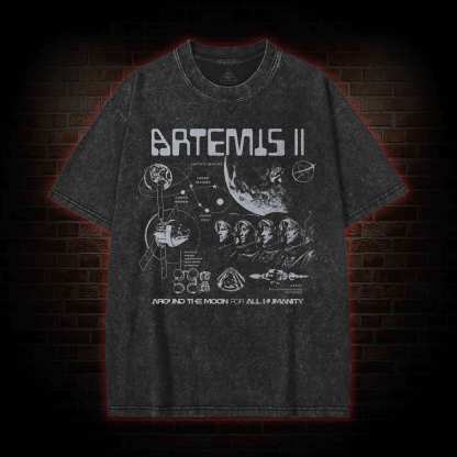 Around the Moon for All Humanity Washed T-shirt