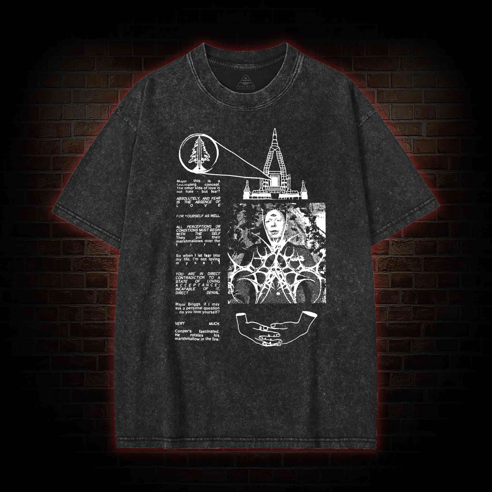 He Rotates His Marshmallow in the Fire Washed T-shirt
