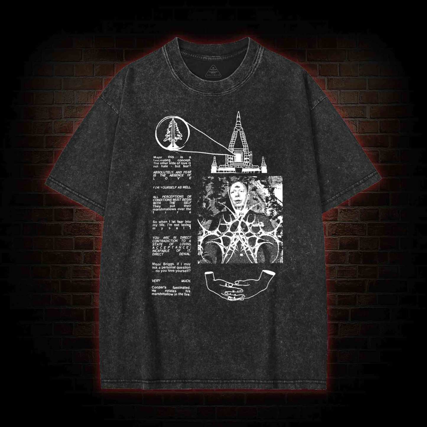 He Rotates His Marshmallow in the Fire Washed T-shirt