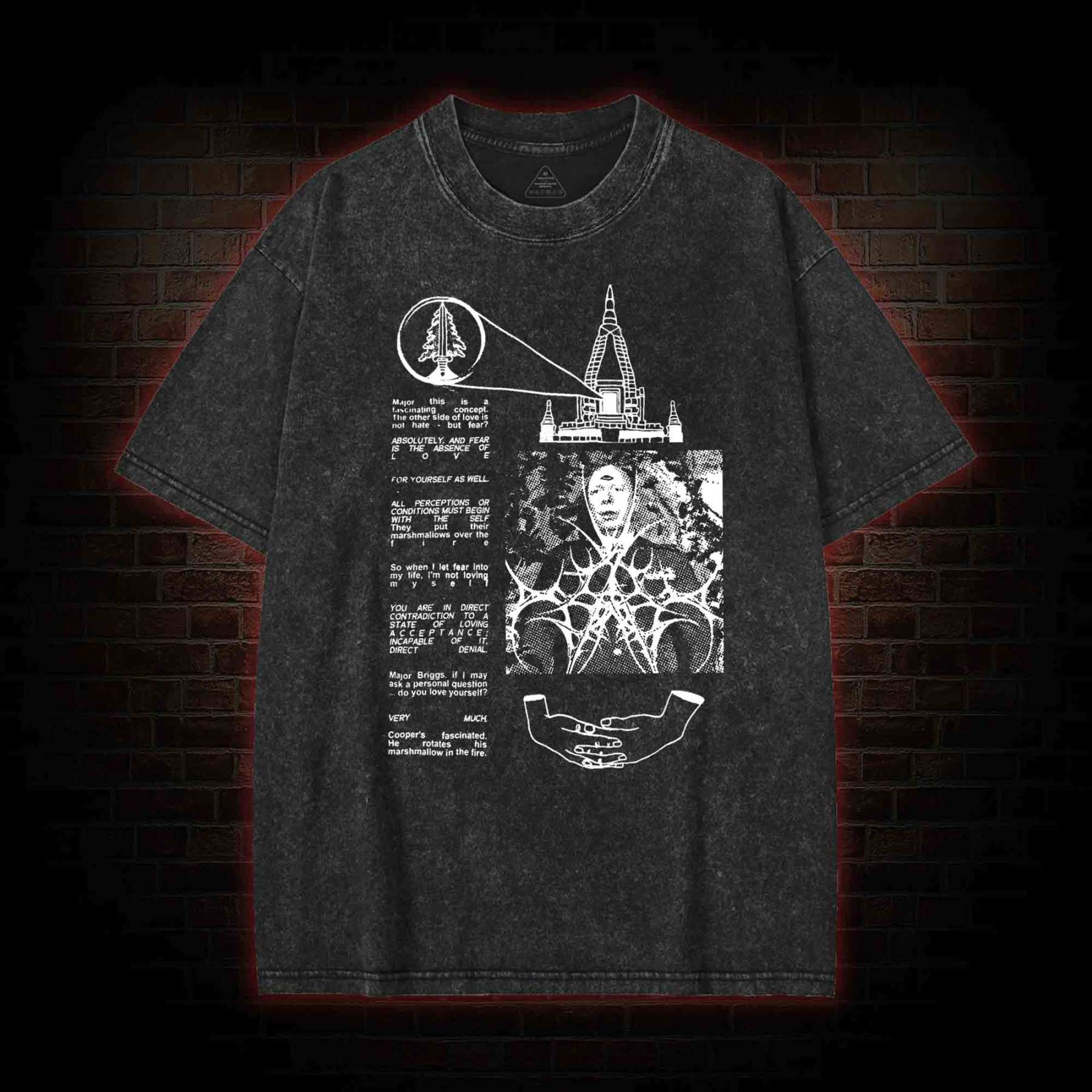 He Rotates His Marshmallow in the Fire Washed T-shirt