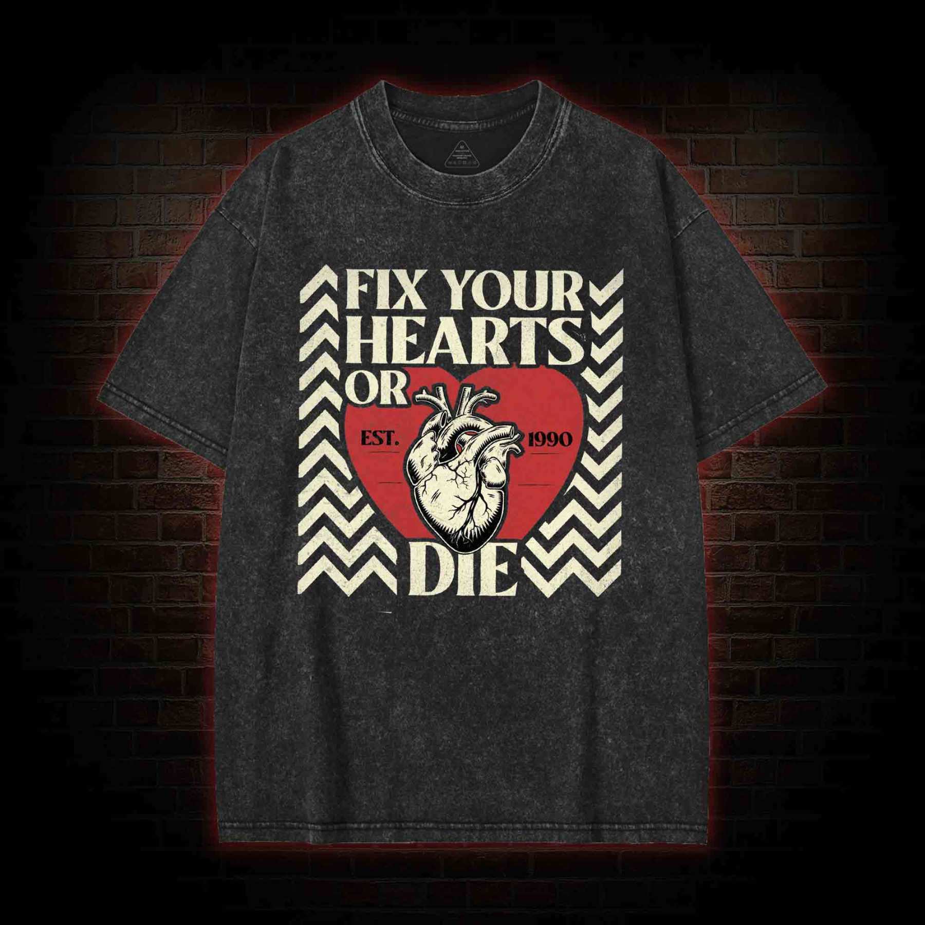 Fix Your Hearts or Die Washed T-shirt