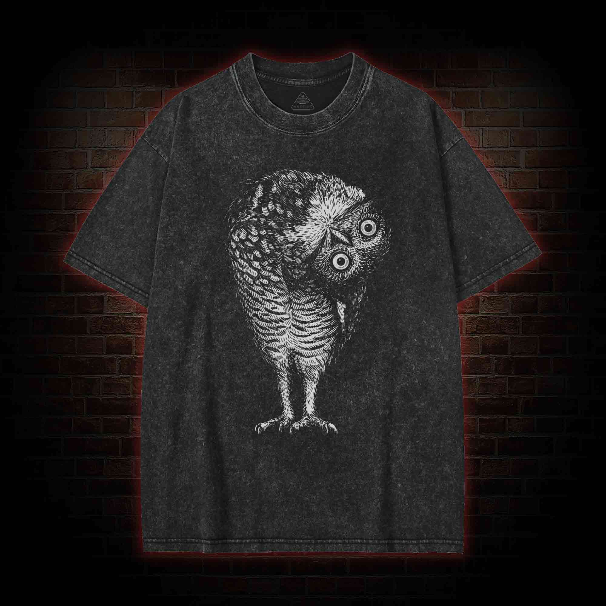 Linocut Owl Washed T-shirt