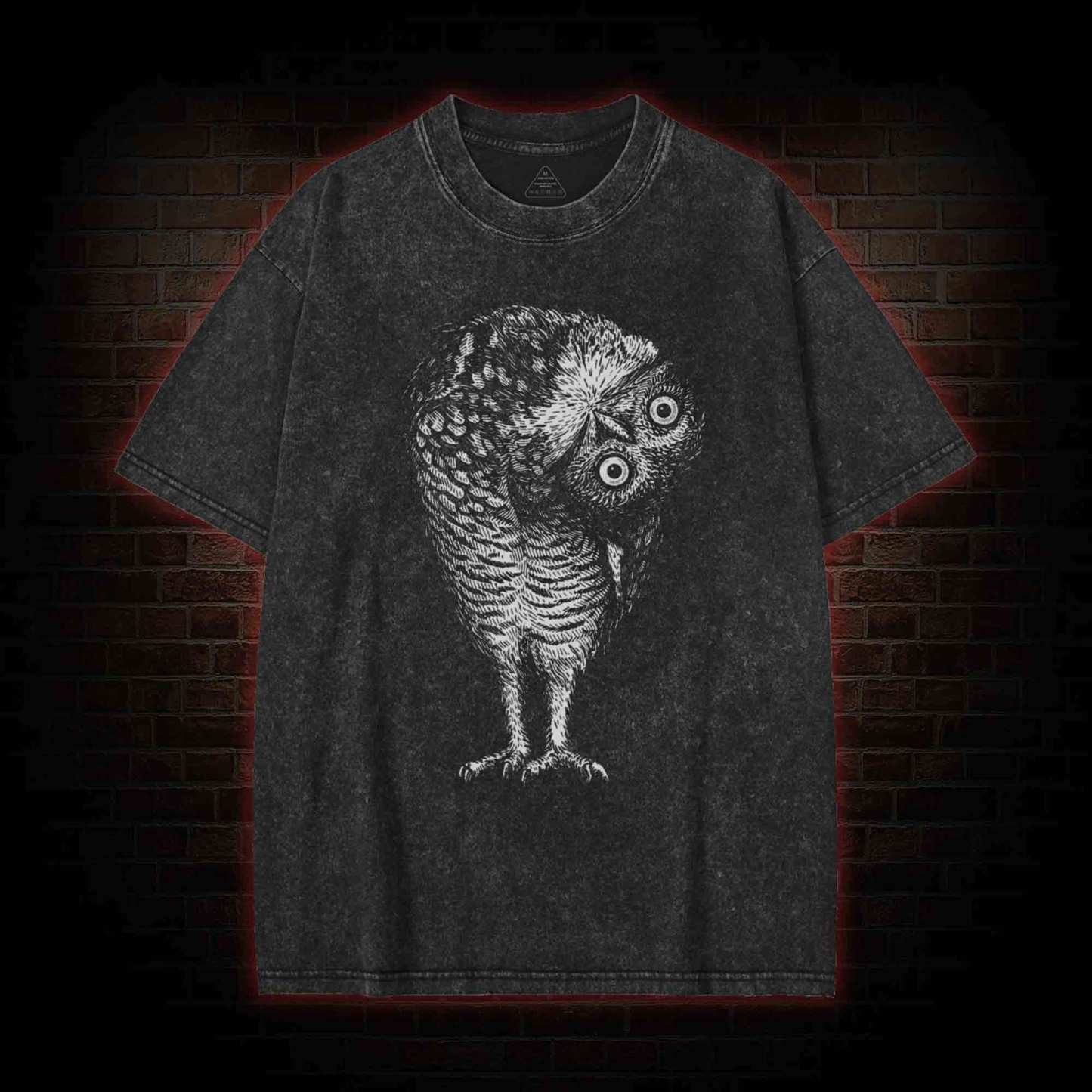 Linocut Owl Washed T-shirt
