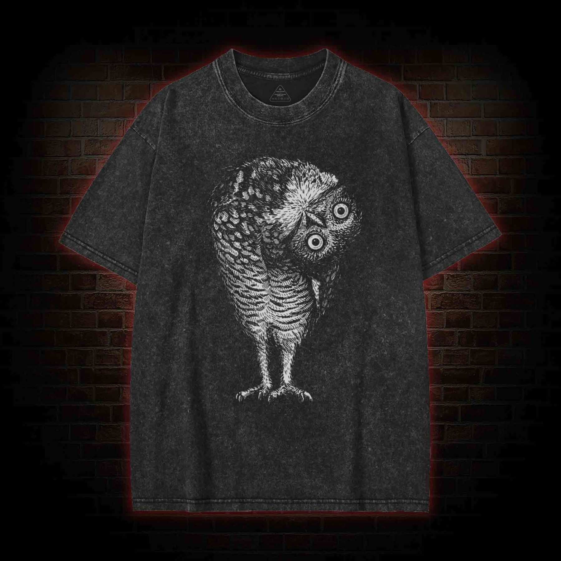 Linocut Owl Washed T-shirt