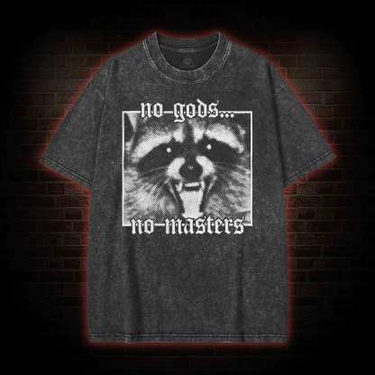 No Gods No Masters Raccoon Washed T-shirt