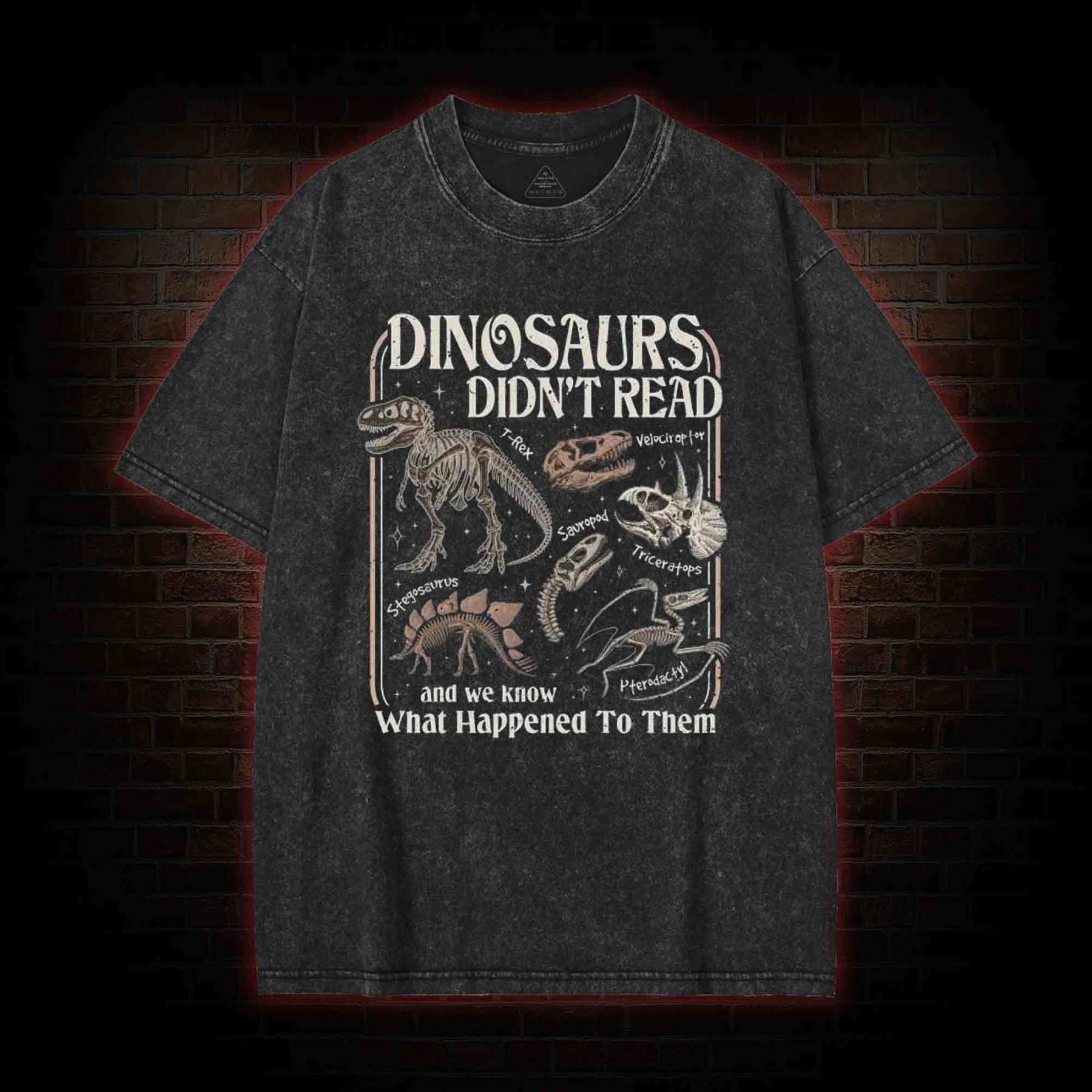 Dinosaurs Didn't Read Washed T-shirt
