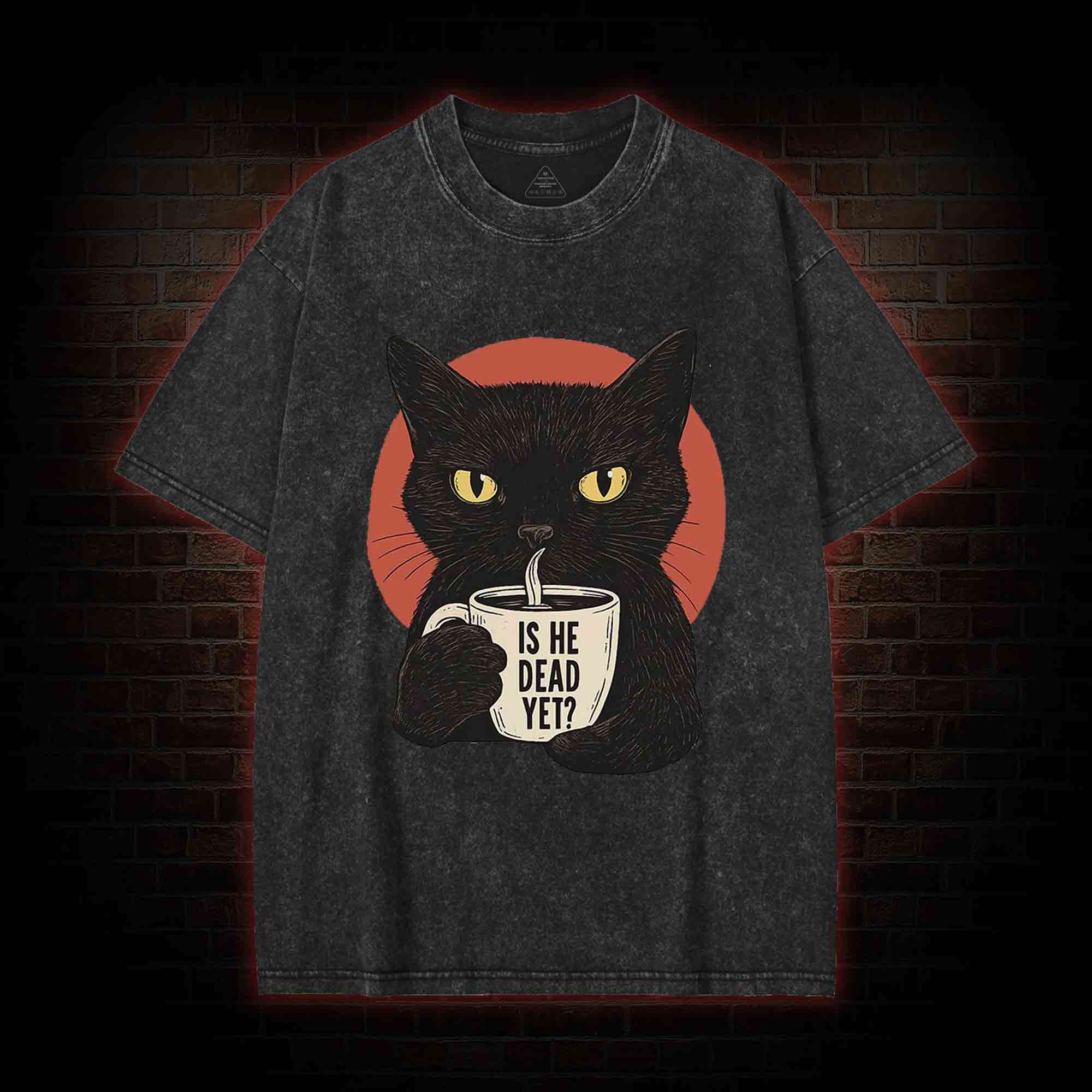 Is He Dead Yet Cat Washed T-shirt