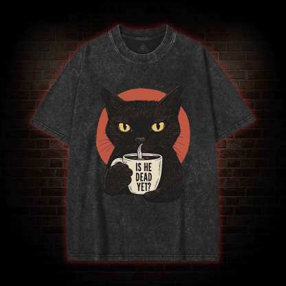 Is He Dead Yet Cat Washed T-shirt