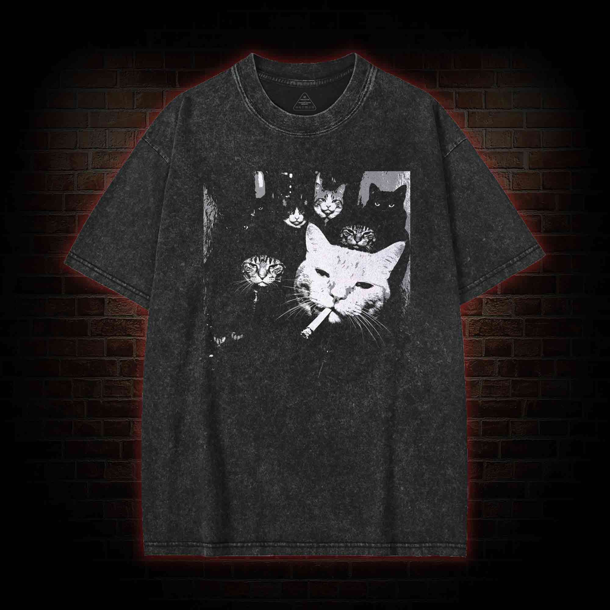Gangster Cat Washed T-shirt