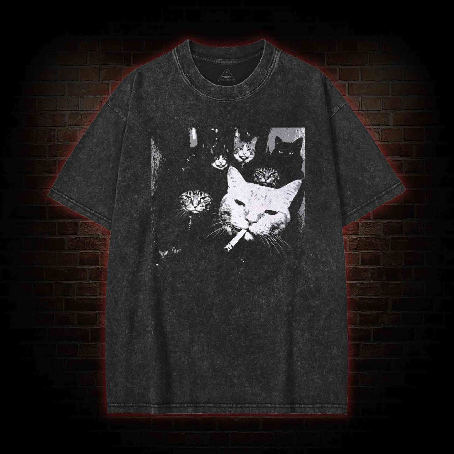 Gangster Cat Washed T-shirt