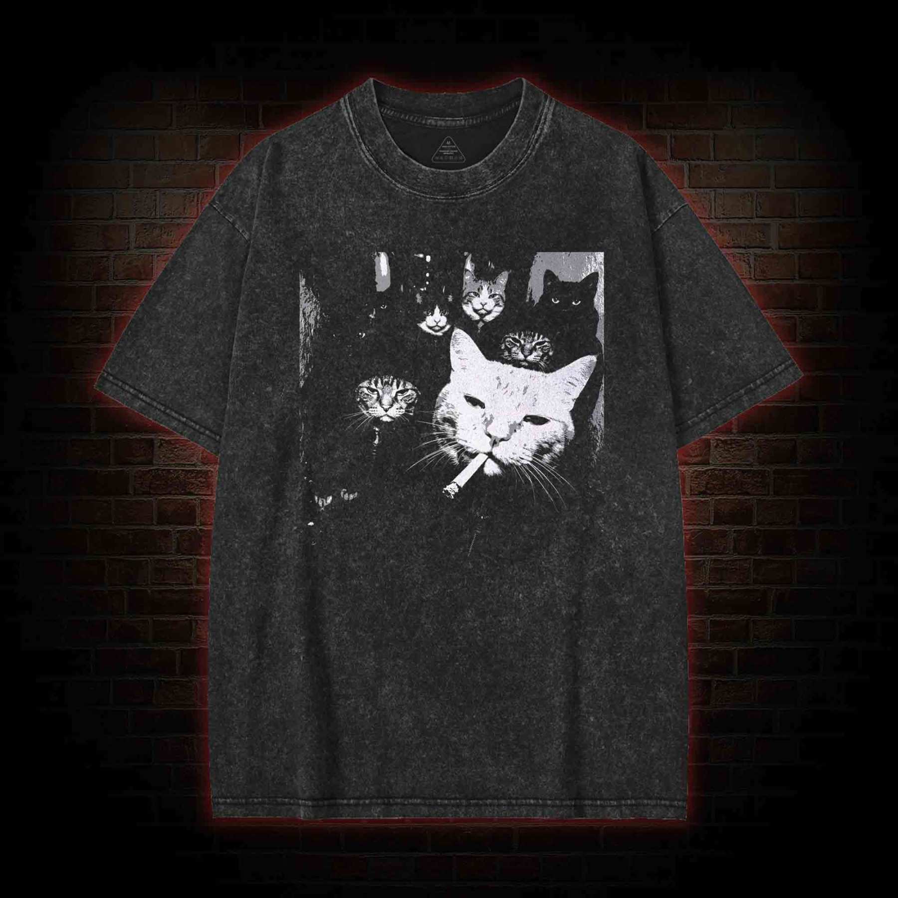 Gangster Cat Washed T-shirt
