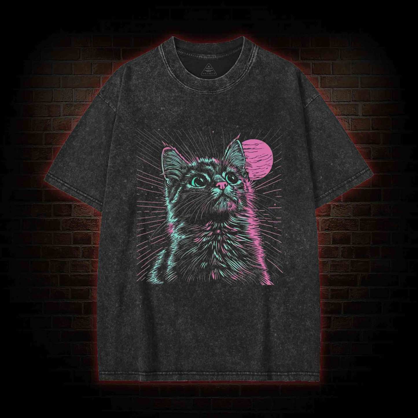 Psychedelic Cat Washed T-shirt
