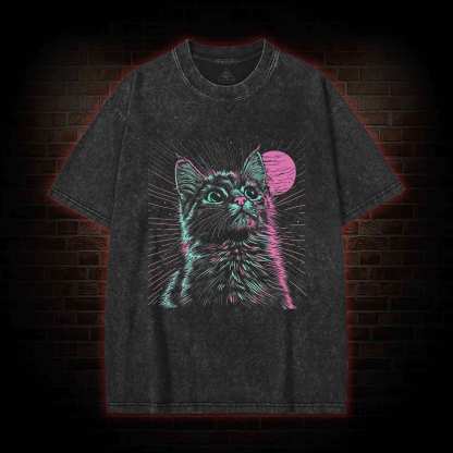 Psychedelic Cat Washed T-shirt