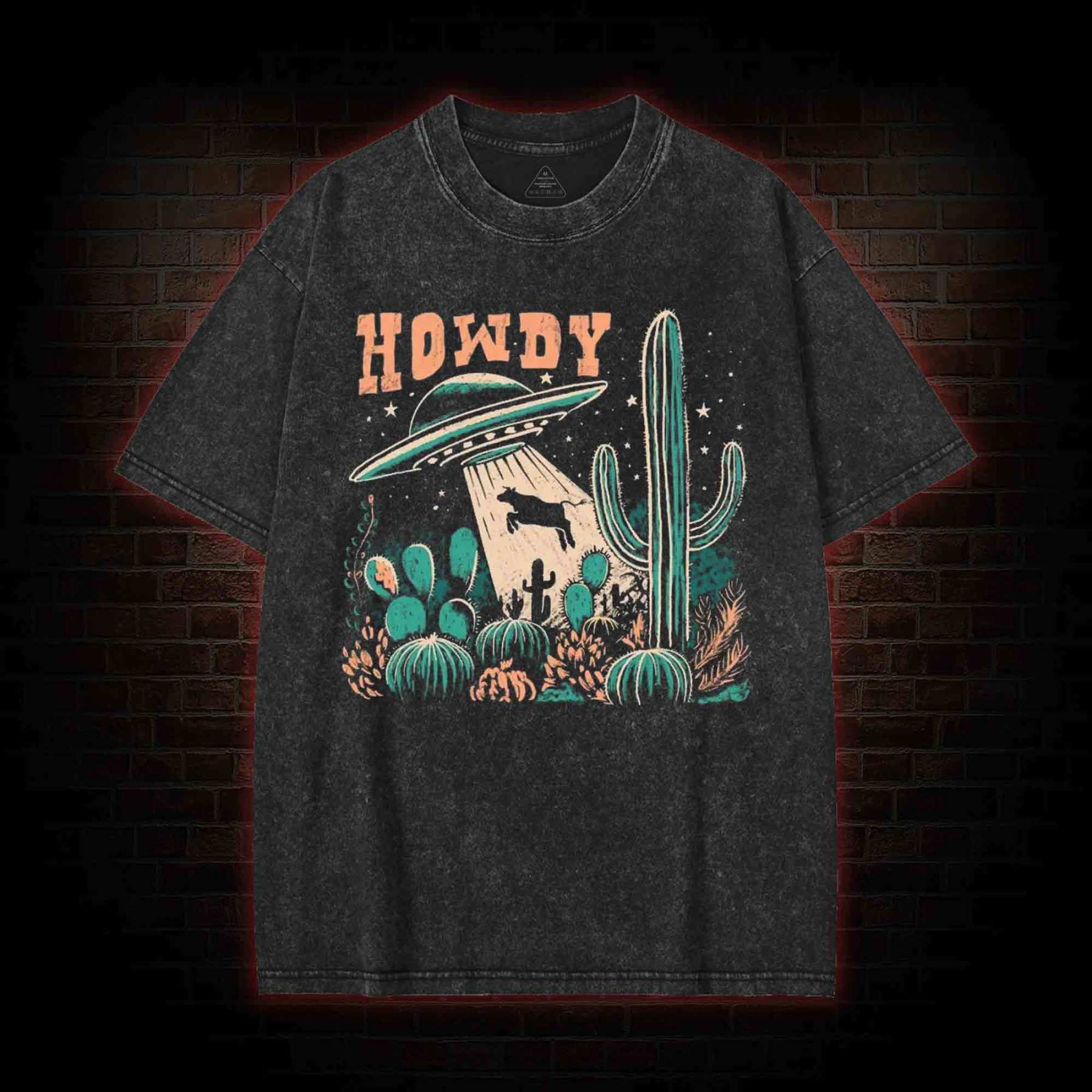 UFO Cow Abduction Washed T-shirt