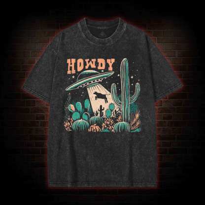 UFO Cow Abduction Washed T-shirt