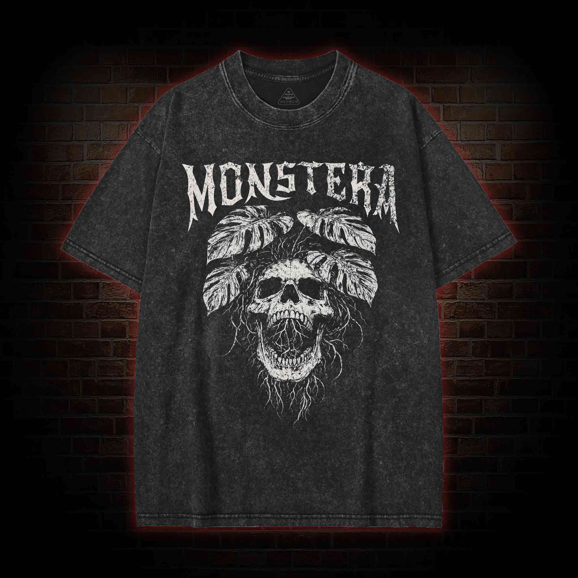 Monstera Skull Washed T-shirt