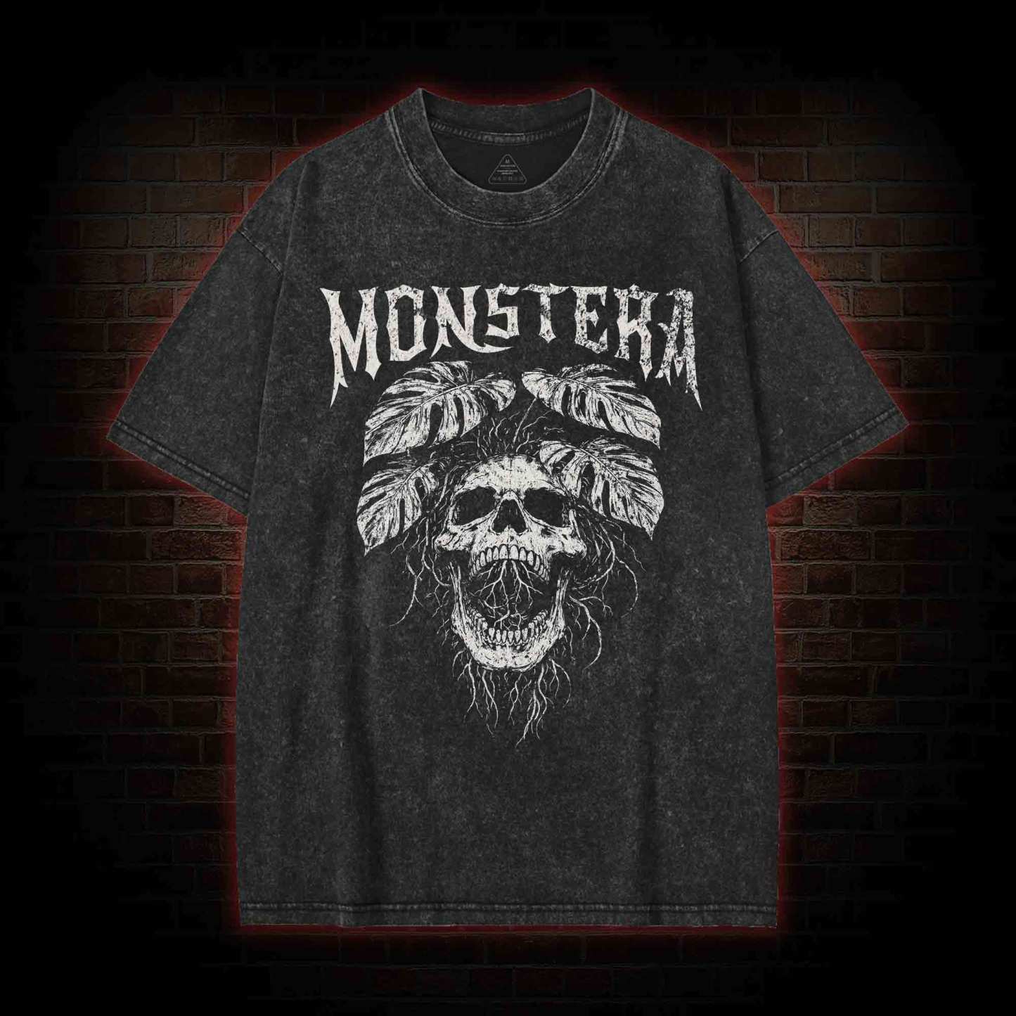 Monstera Skull Washed T-shirt