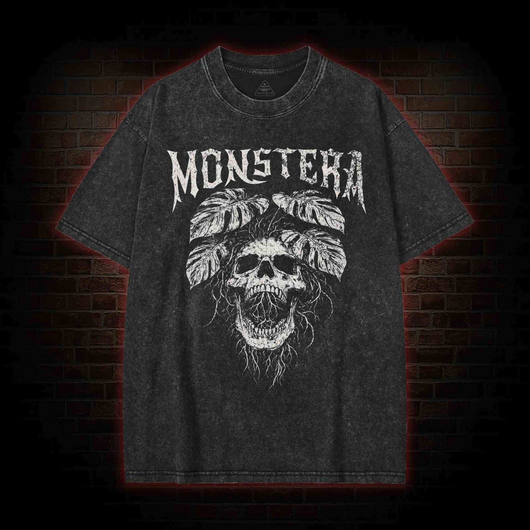 Monstera Skull Washed T-shirt