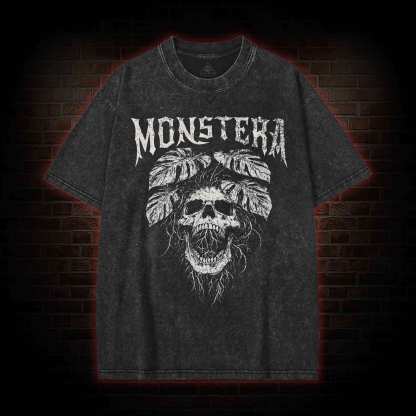 Monstera Skull Washed T-shirt