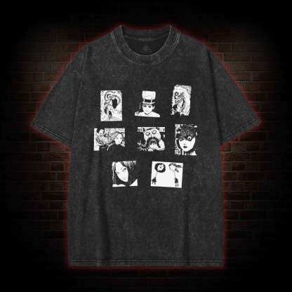 Retro Horror Manga Washed T-shirt