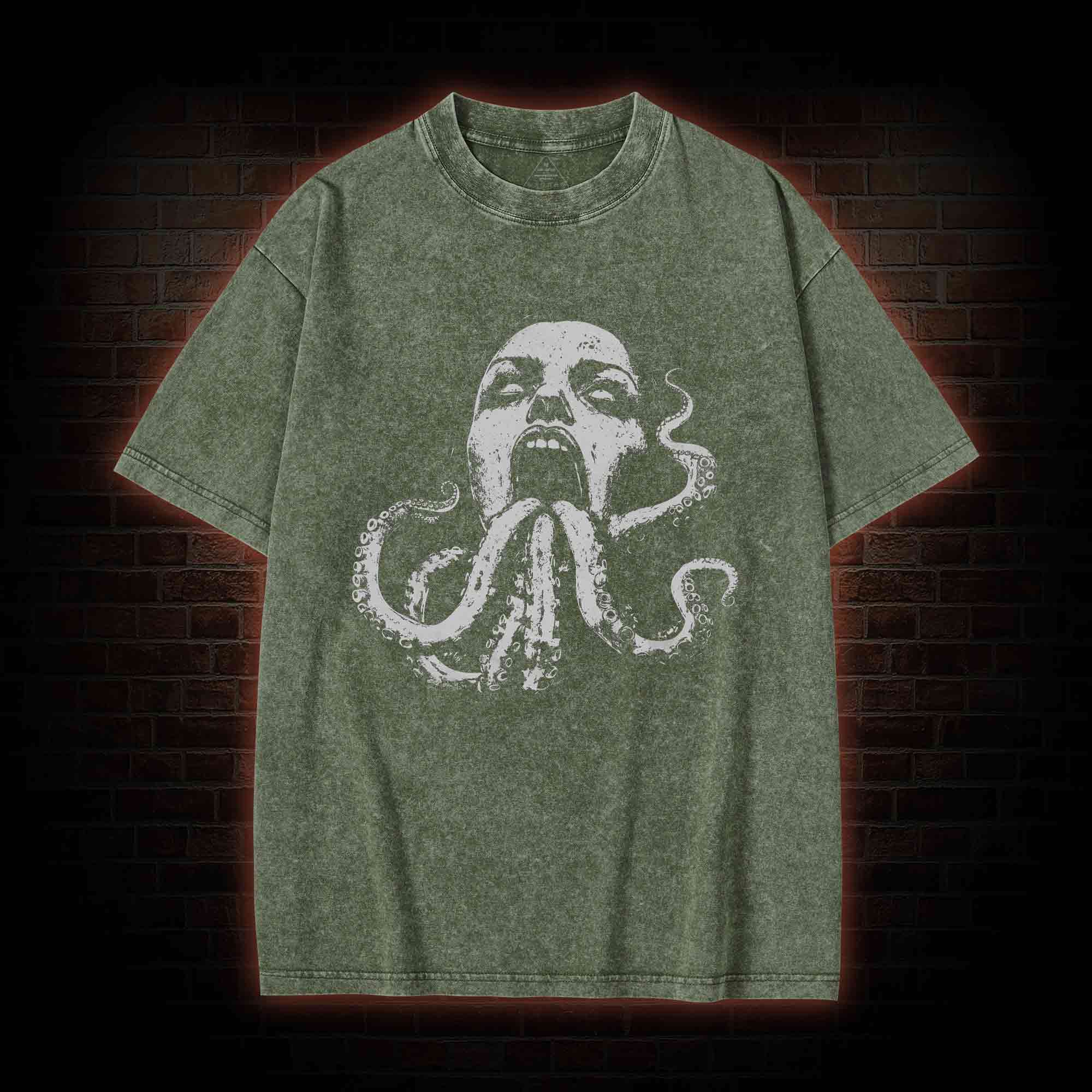Cryptozoology Octopus Washed T-shirt
