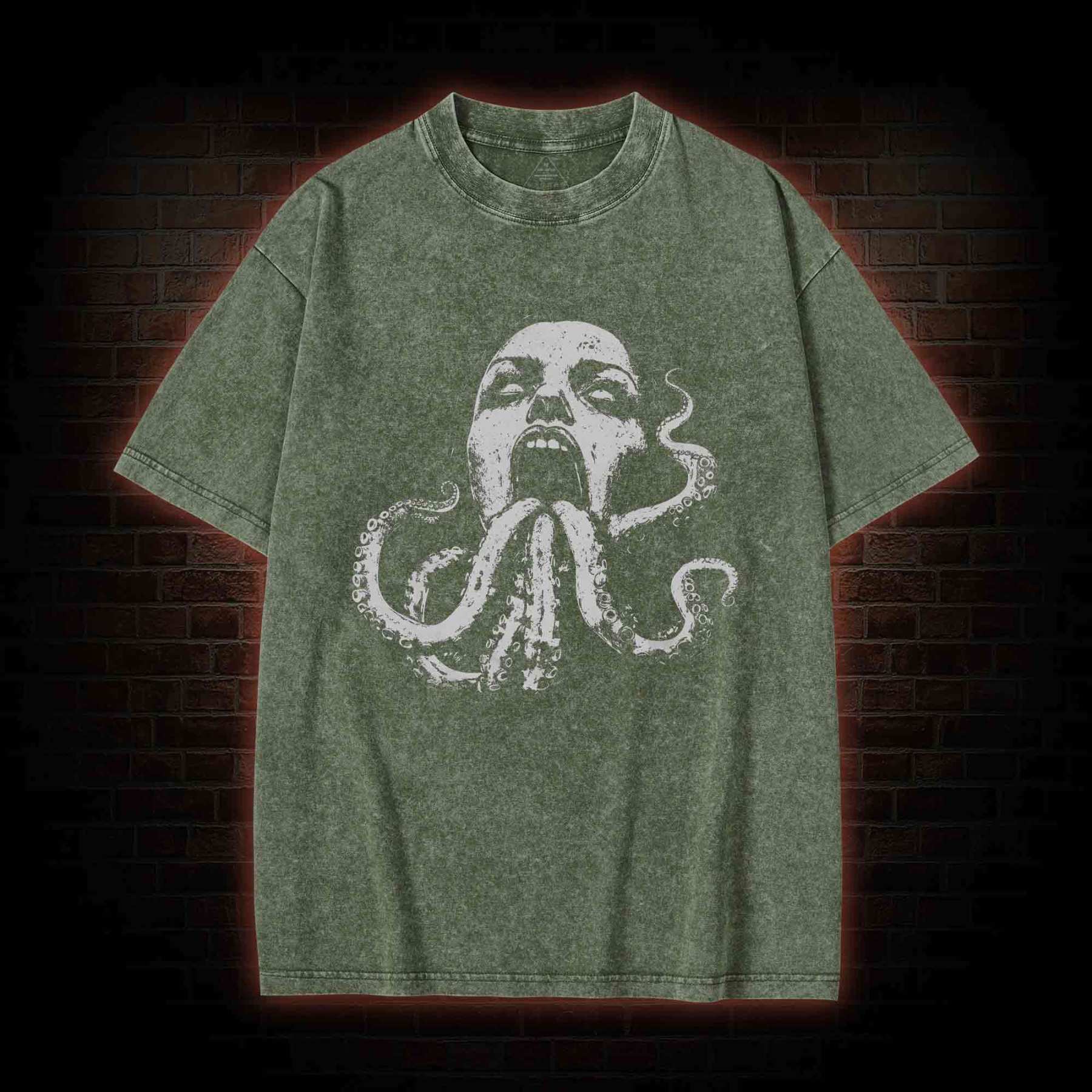 Cryptozoology Octopus Washed T-shirt