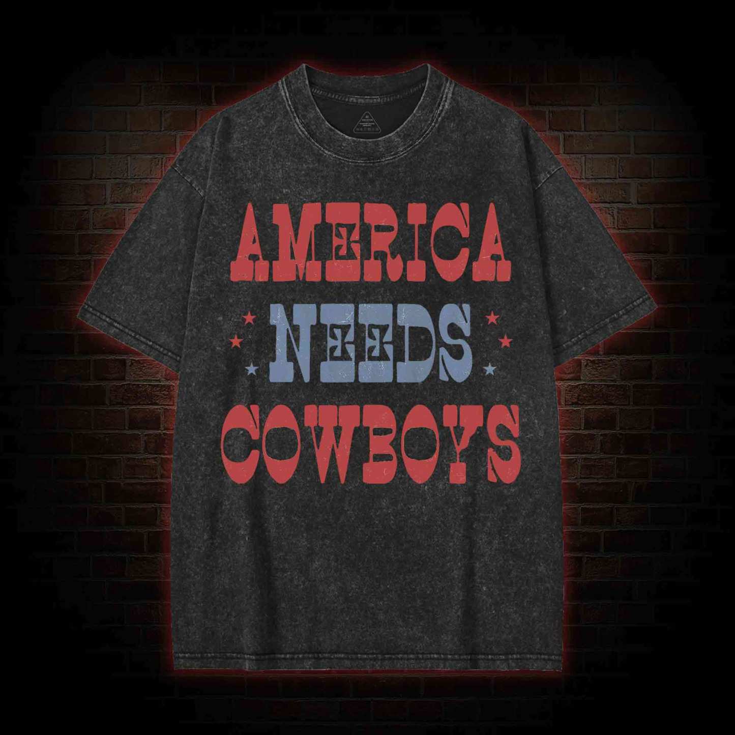America Needs Cowboys Washed T-shirt