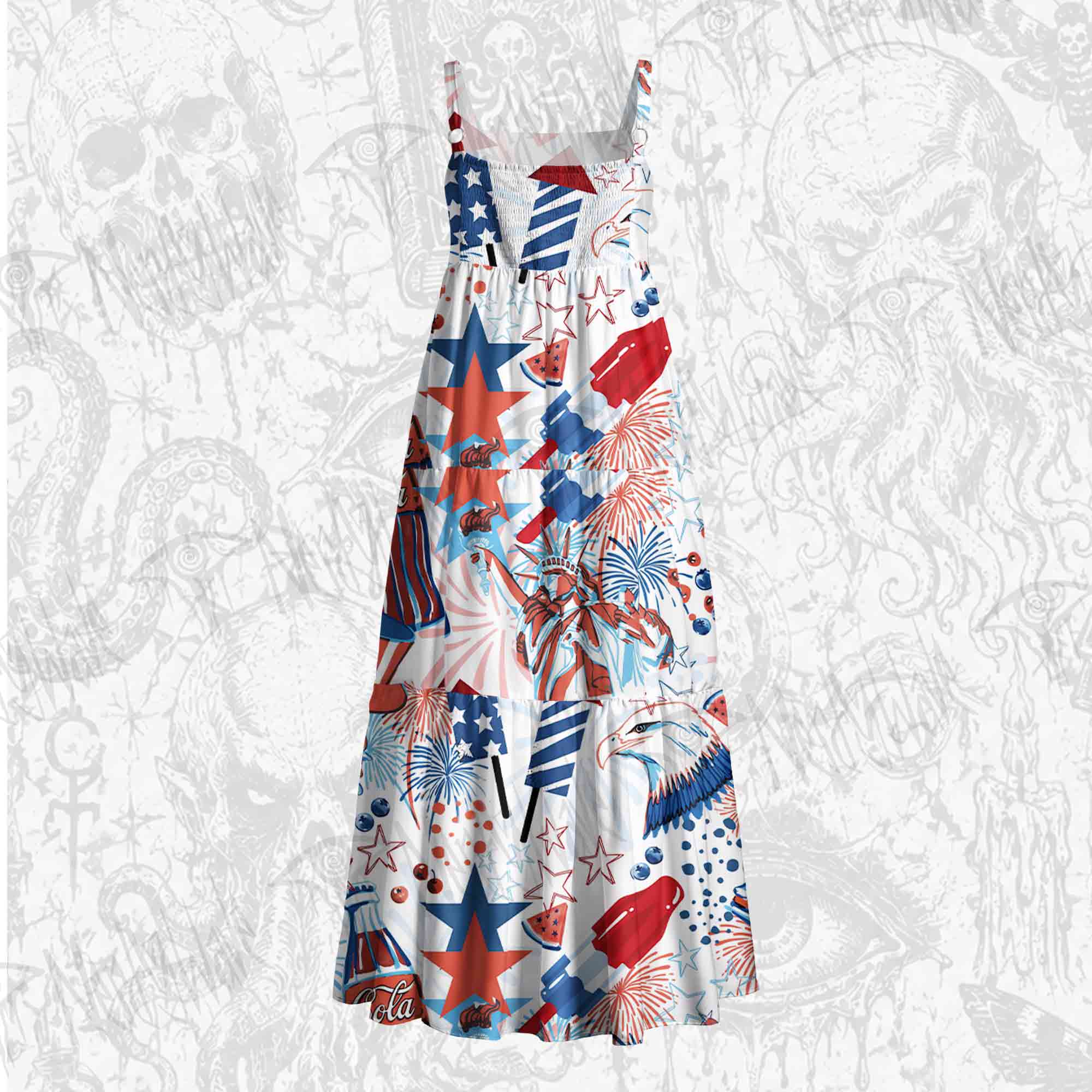 Fireworks & Burgers Wide Straps Maxi Dress