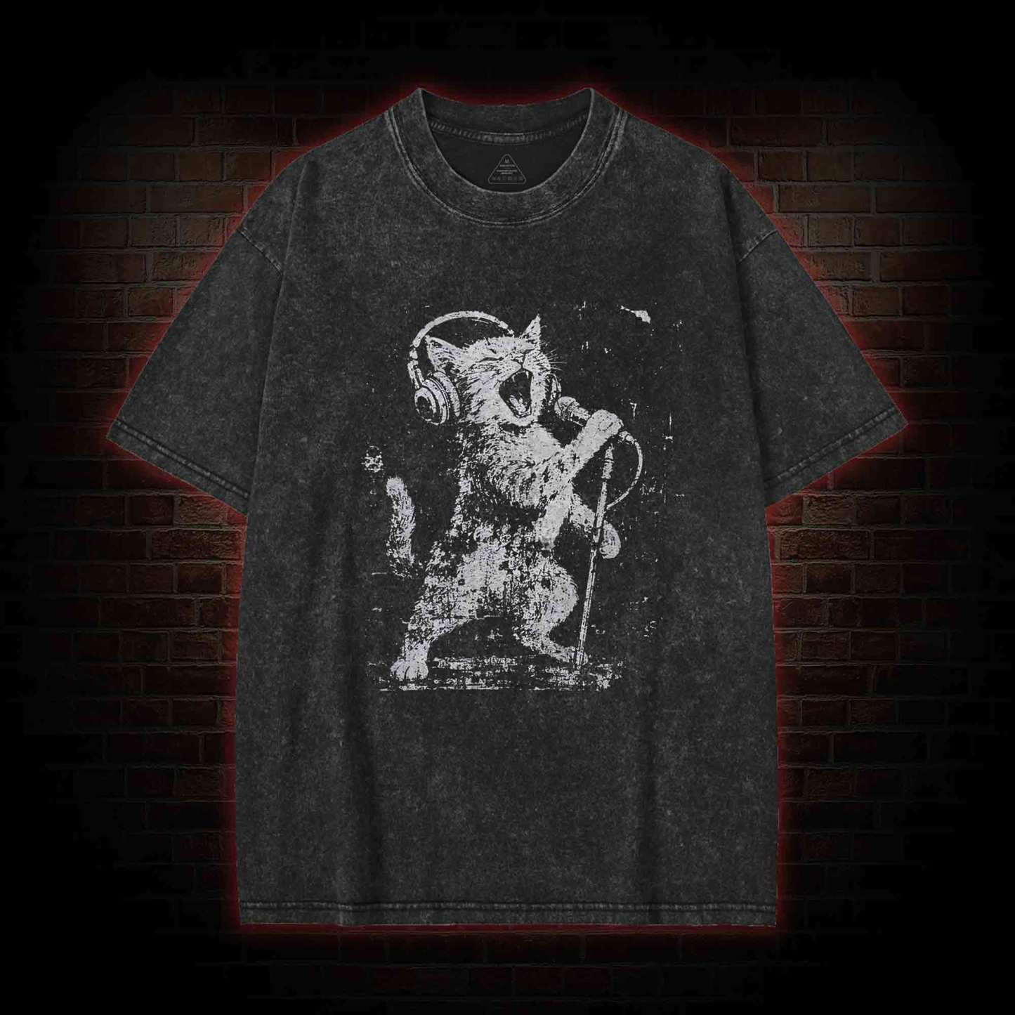 Rockstar Cat Washed T-shirt
