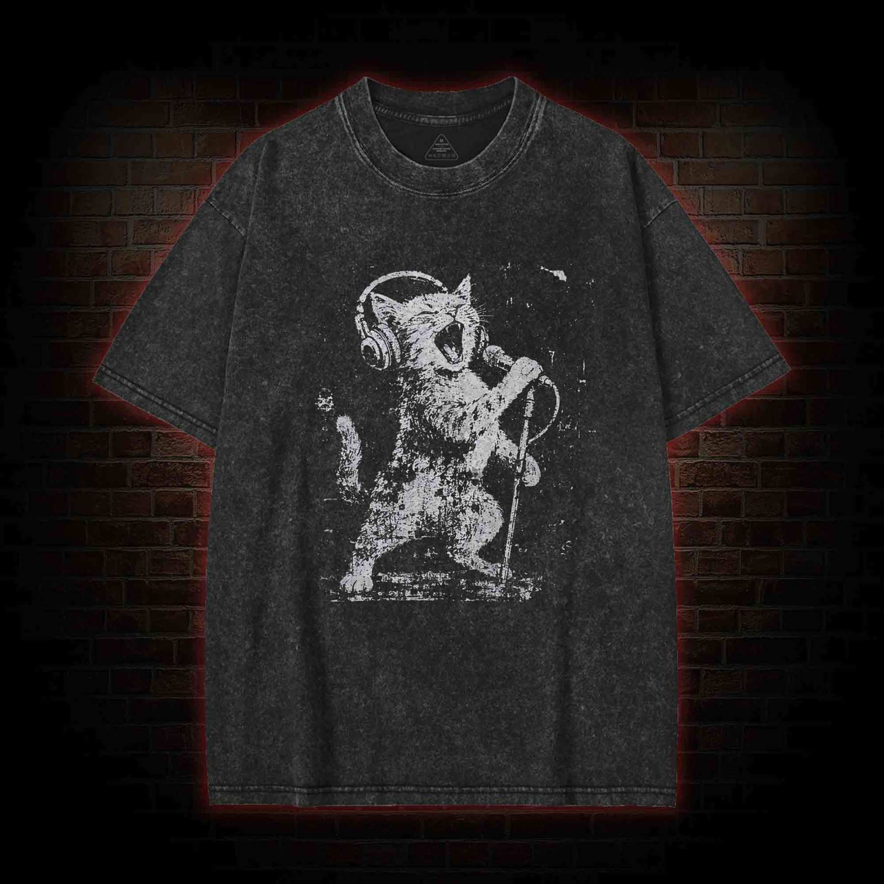 Rockstar Cat Washed T-shirt