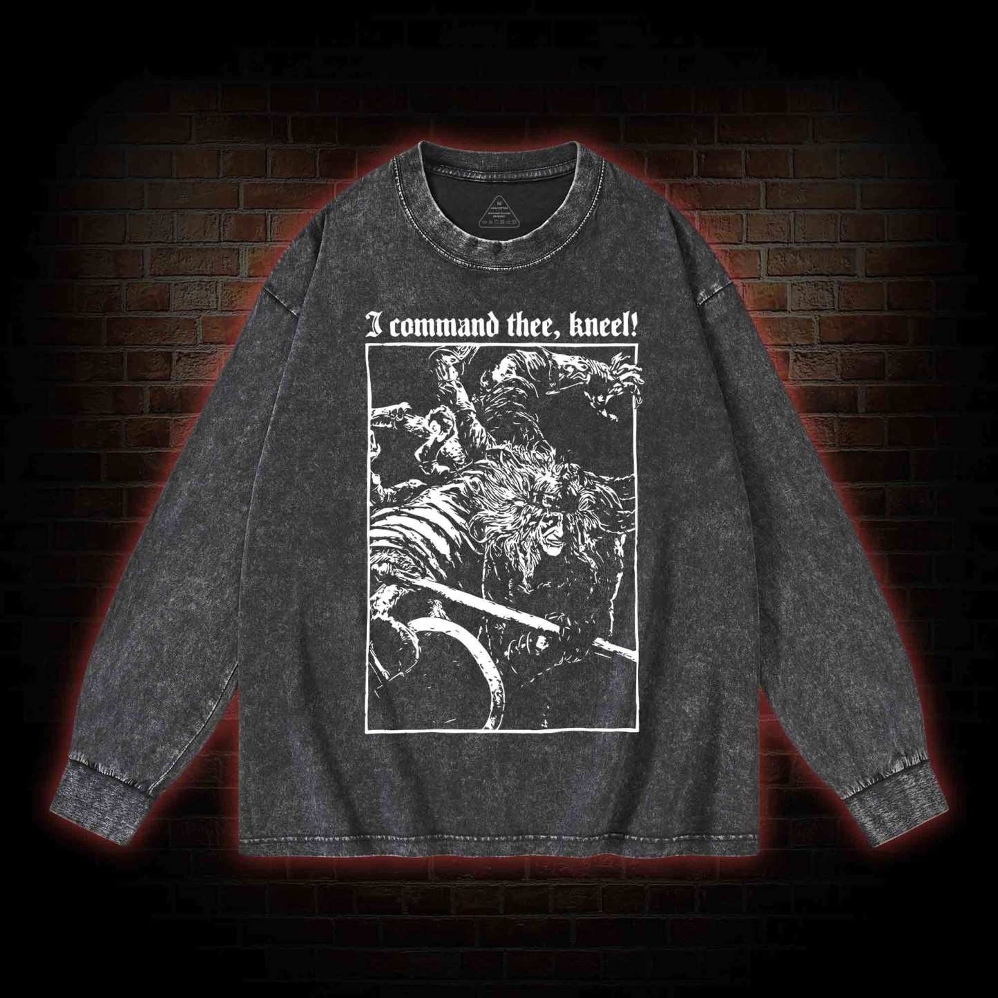 I Command Thee Kneel Washed Long-Sleeve T-shirt-nerdywave