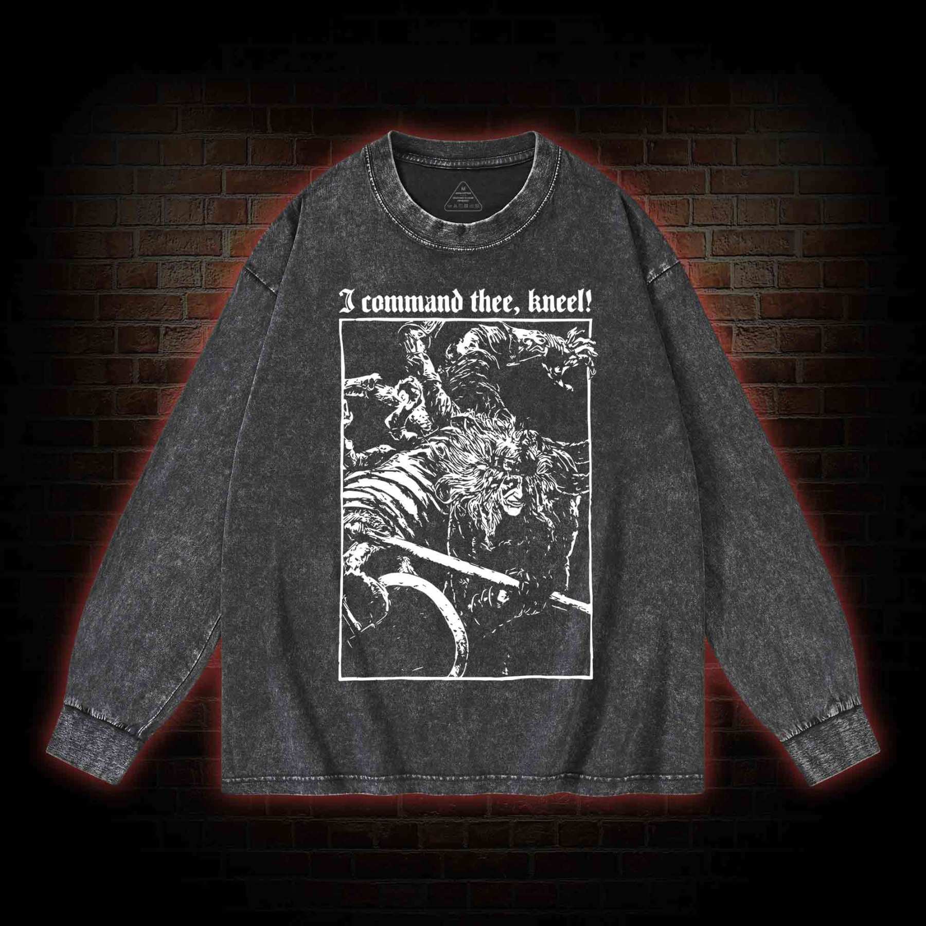 I Command Thee Kneel Washed Long-Sleeve T-shirt-nerdywave