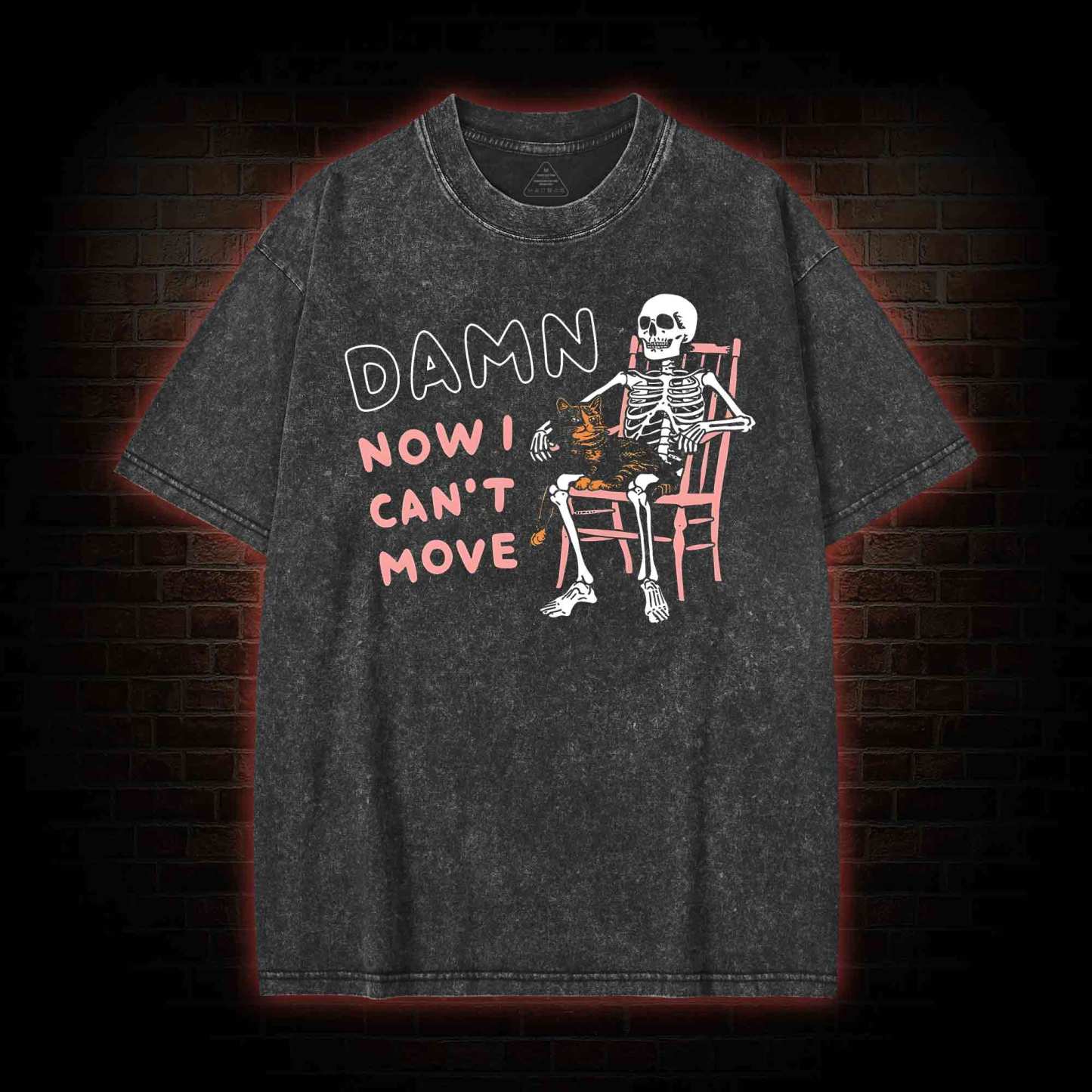 Damn Now I Can't Move Washed T-shirt with Dark Style