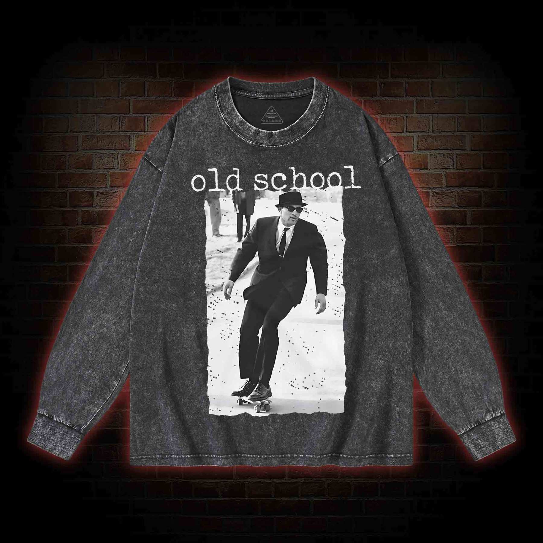 Old School Skateboarding Washed Long-Sleeve T-shirt