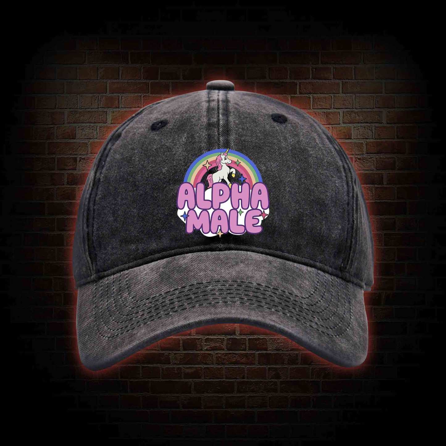 Alpha Male Washed Vintage Baseball Cap with Dark Style