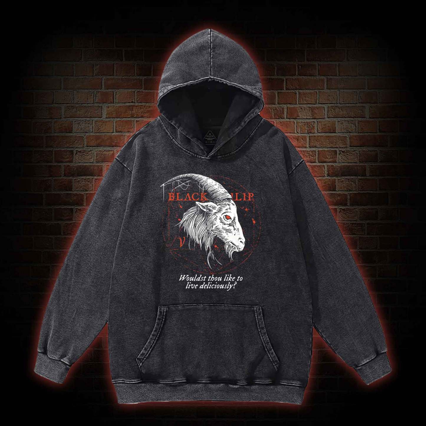 Black Phillip Washed Hoodie with Dark Style