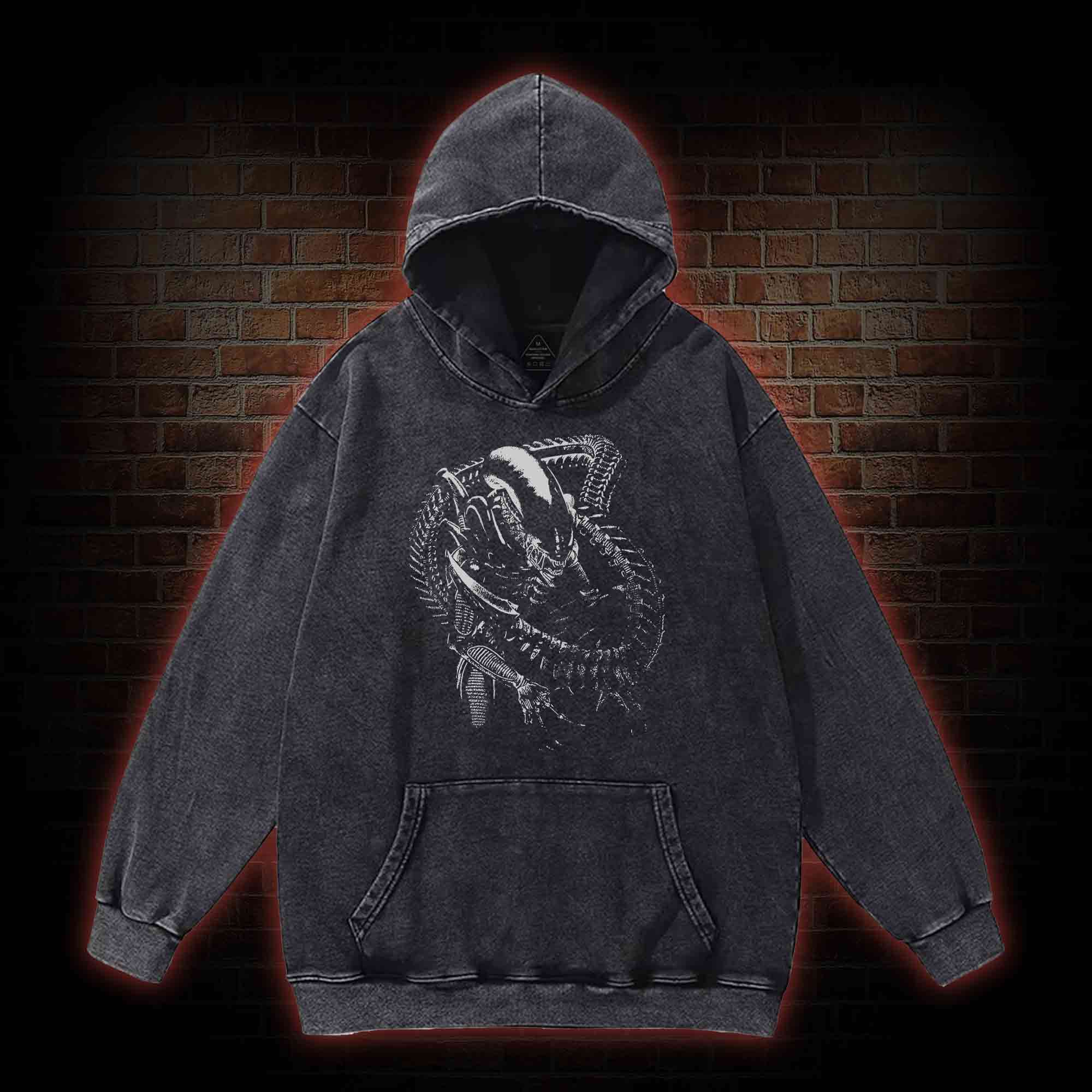 Alien Inspired Horror Washed Hoodie