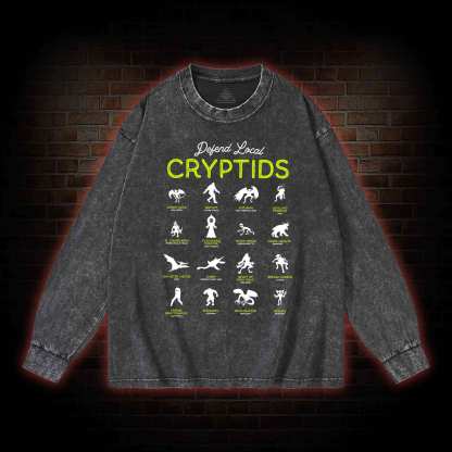 Defend Local Cryptids Creature Collection Washed Long-Sleeve T-shirt