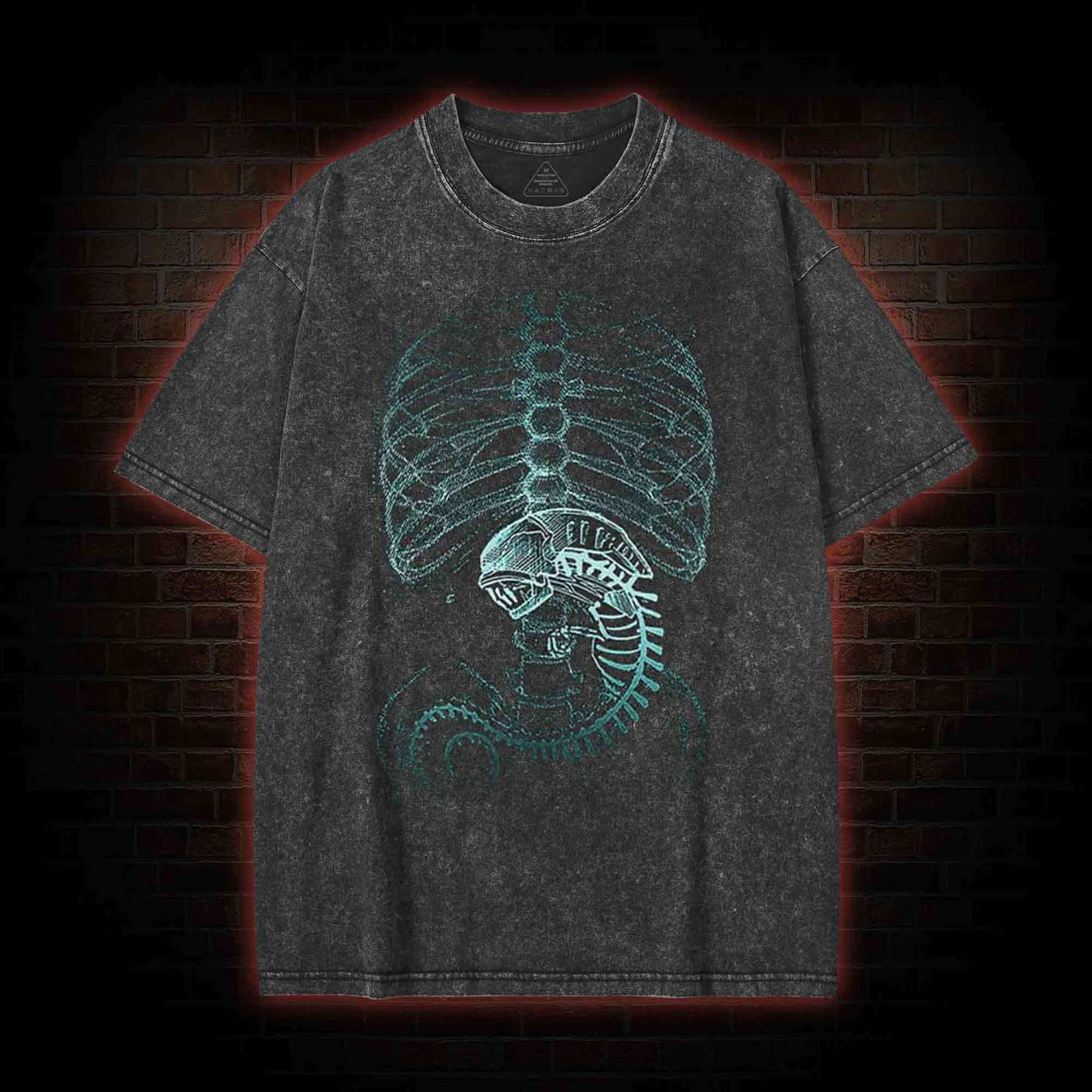Alien X-ray Washed T-shirt with Dark Style