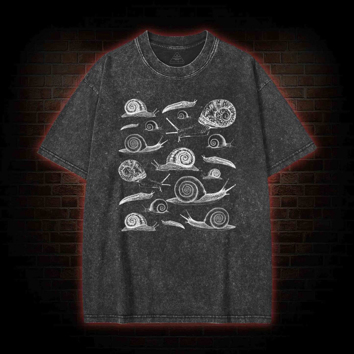Cottagecore Snail Washed T-shirt with Dark Style