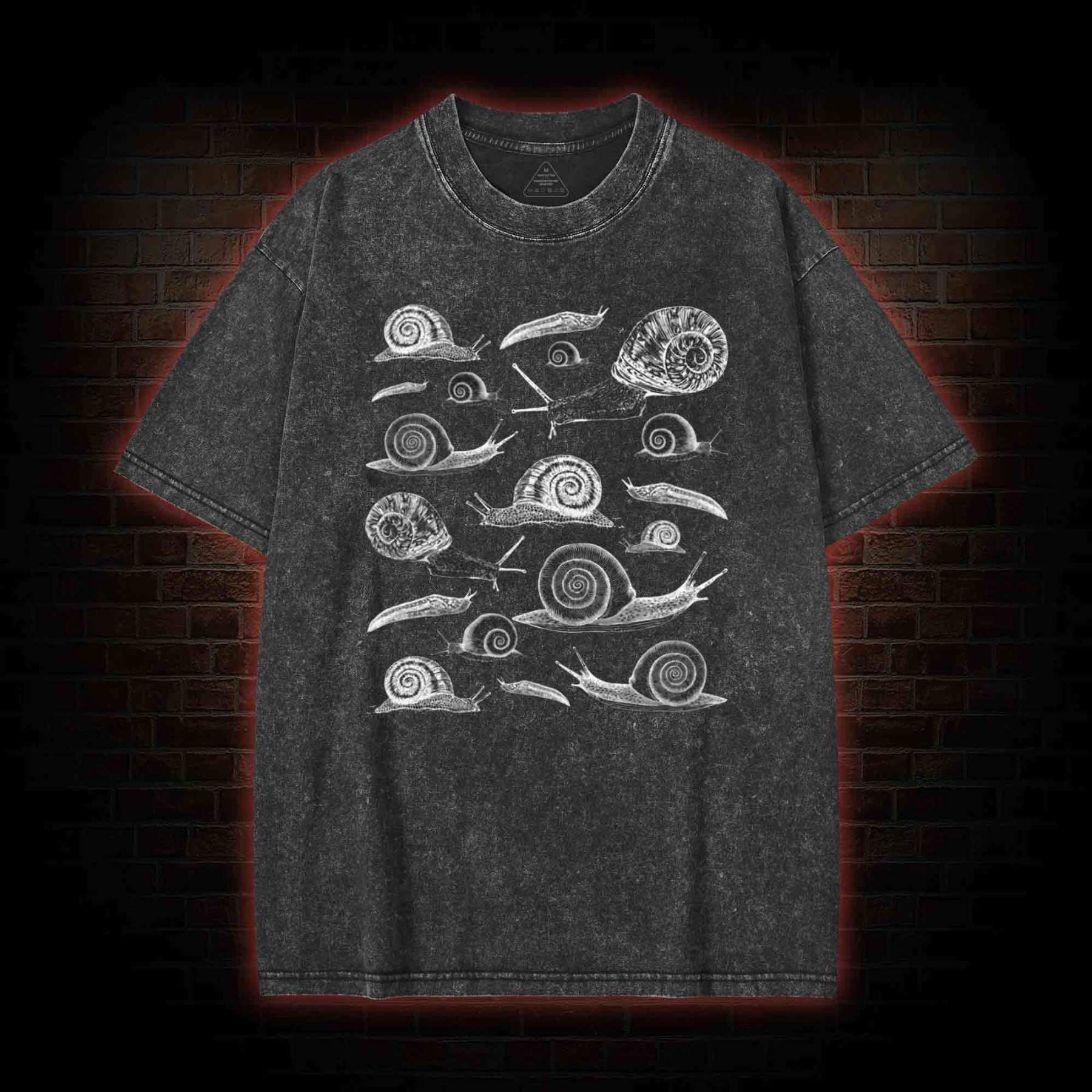 Cottagecore Snail Washed T-shirt with Dark Style