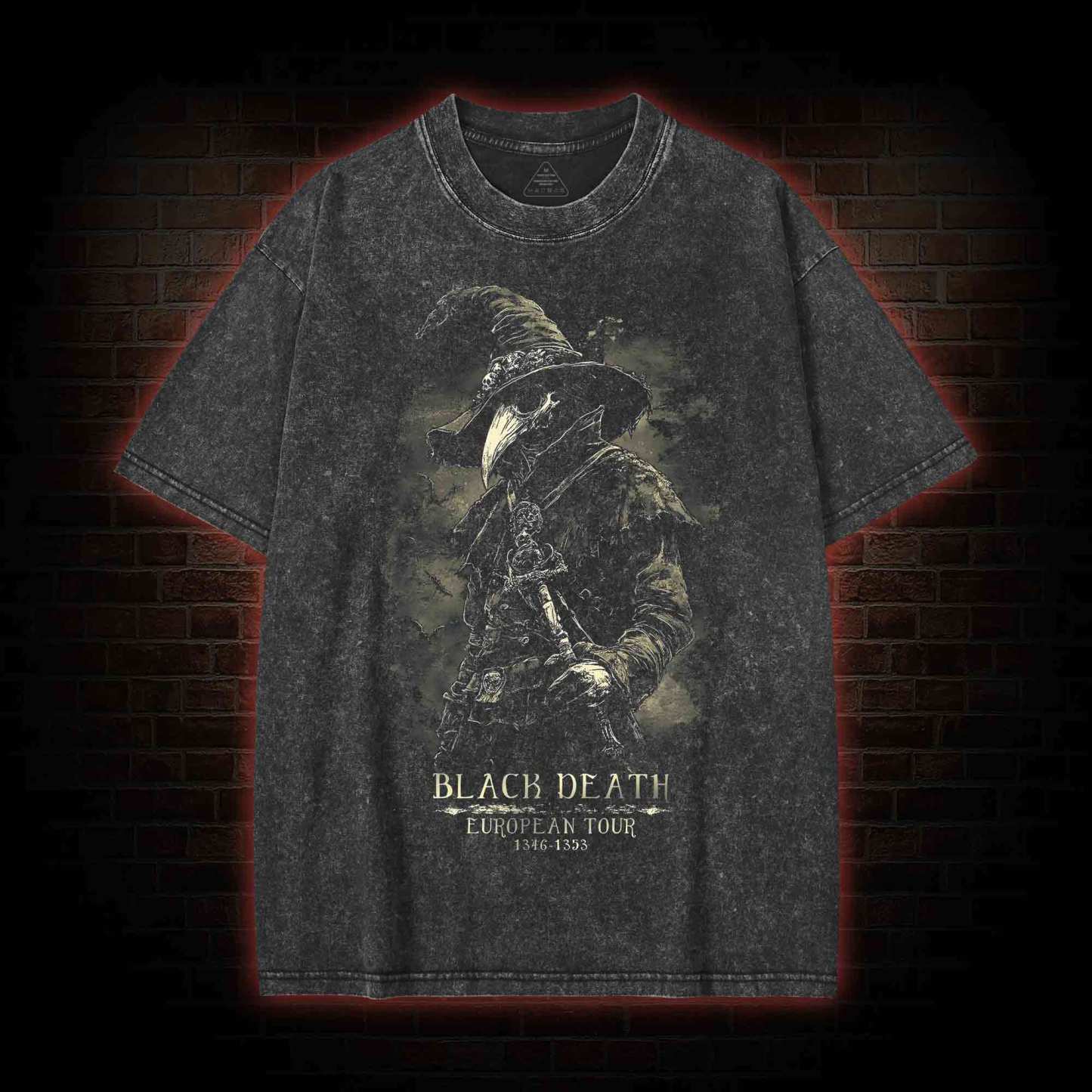 Black Death Vintage Washed T-shirt with Dark Style