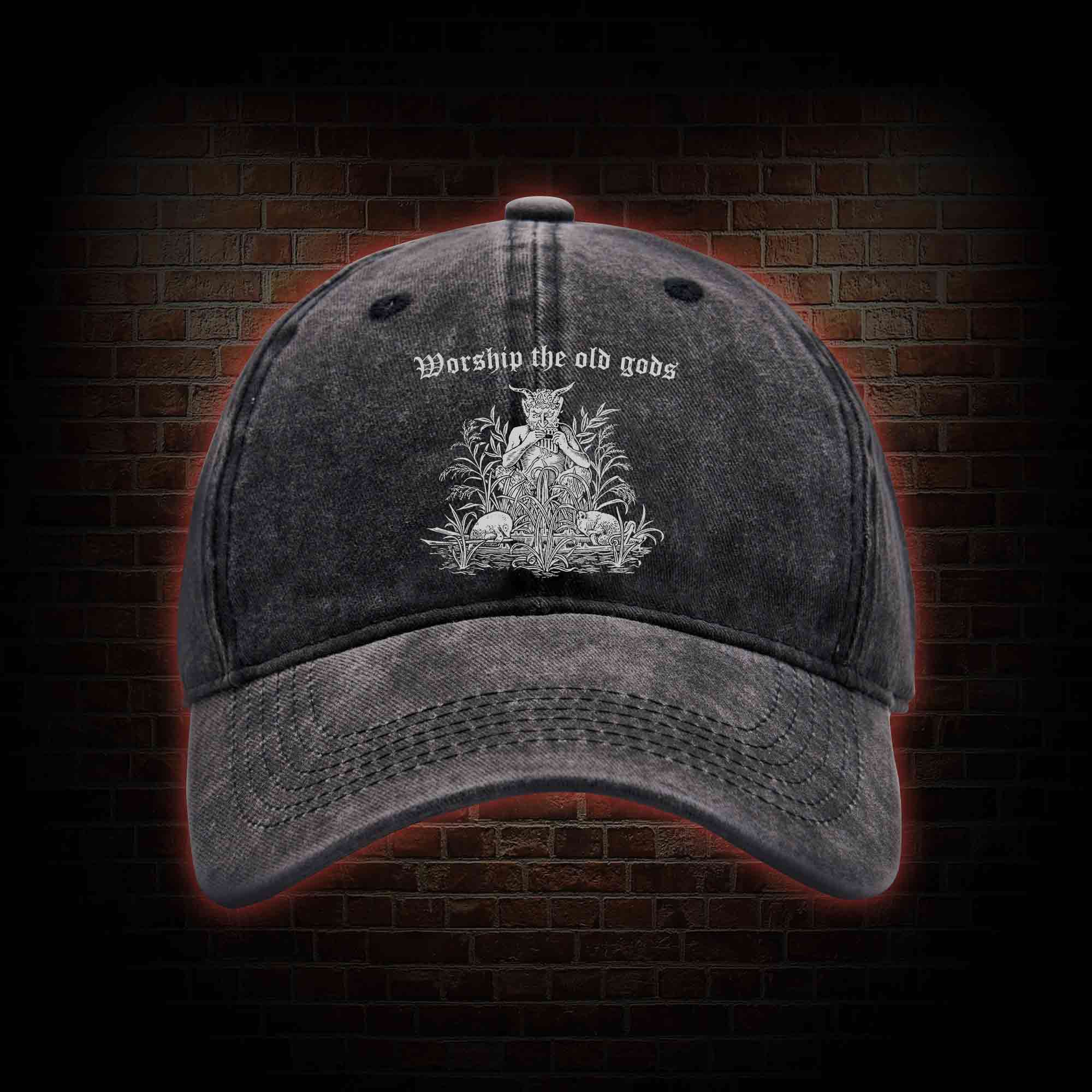 Worship The Old Gods Washed Vintage Baseball Cap