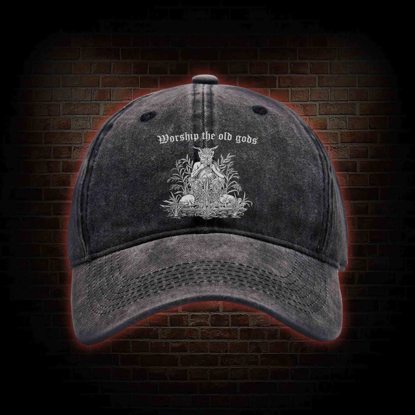 Worship The Old Gods Washed Vintage Baseball Cap