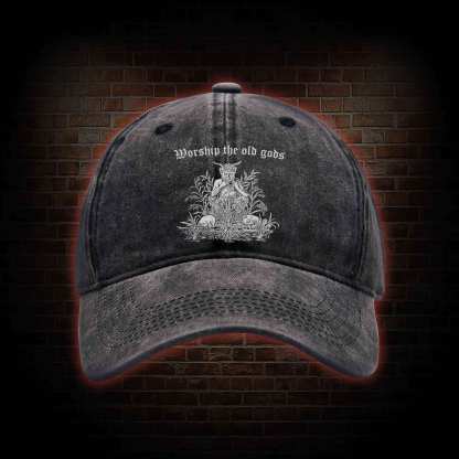Worship The Old Gods Washed Vintage Baseball Cap