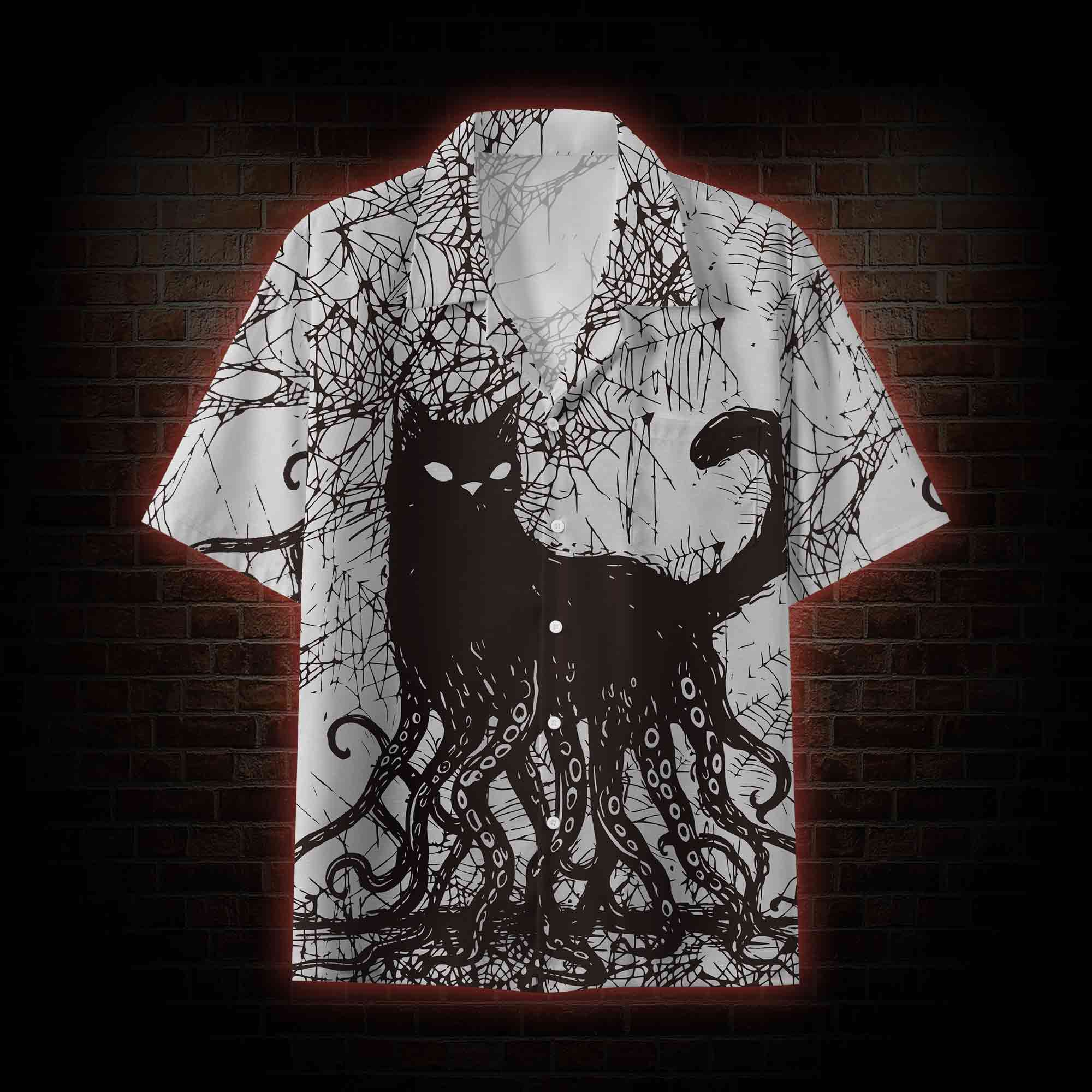 Octopus And Black Cat Hawaiian Shirt
